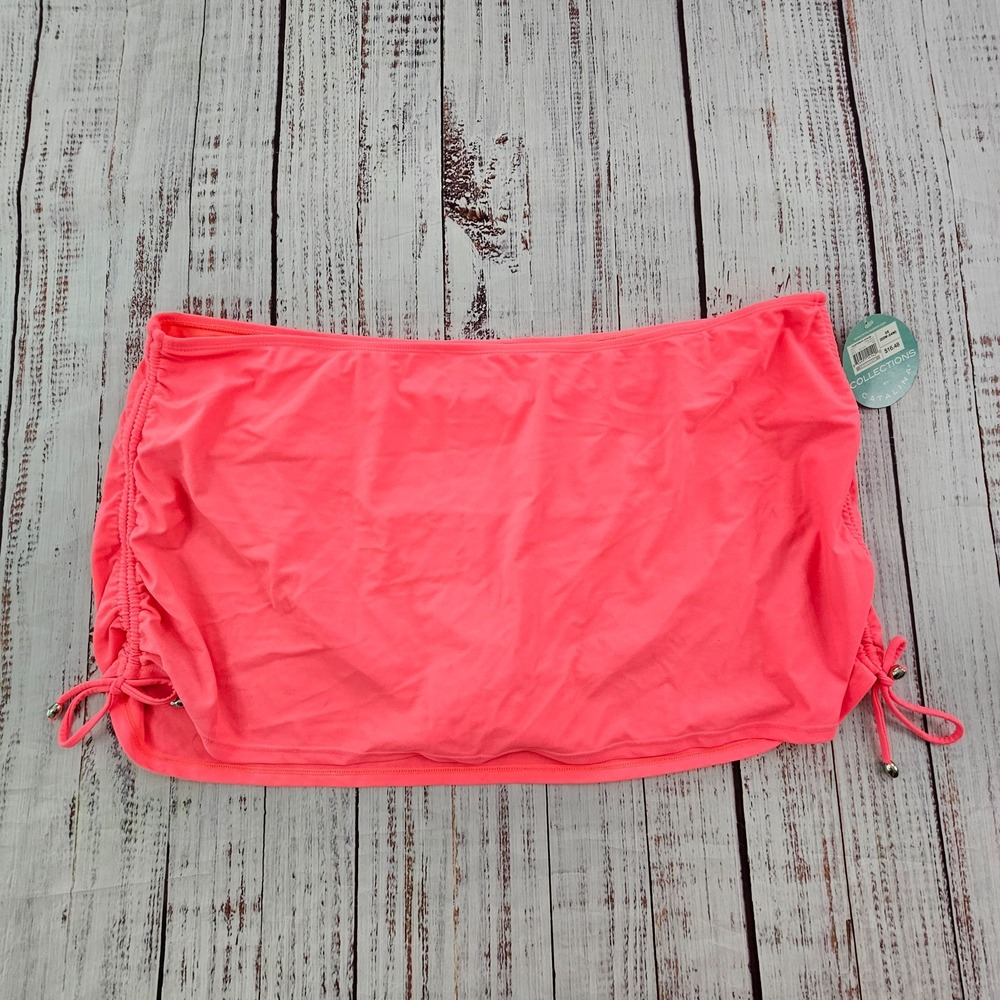 NWT Collections by Catalina Coral Freeze Ruched Swim Skort Women's 3X